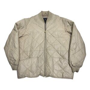 KNOLES & CARTER Genuine Leather Quilted Bomber Vintage Jacket Coat Mens 3XL